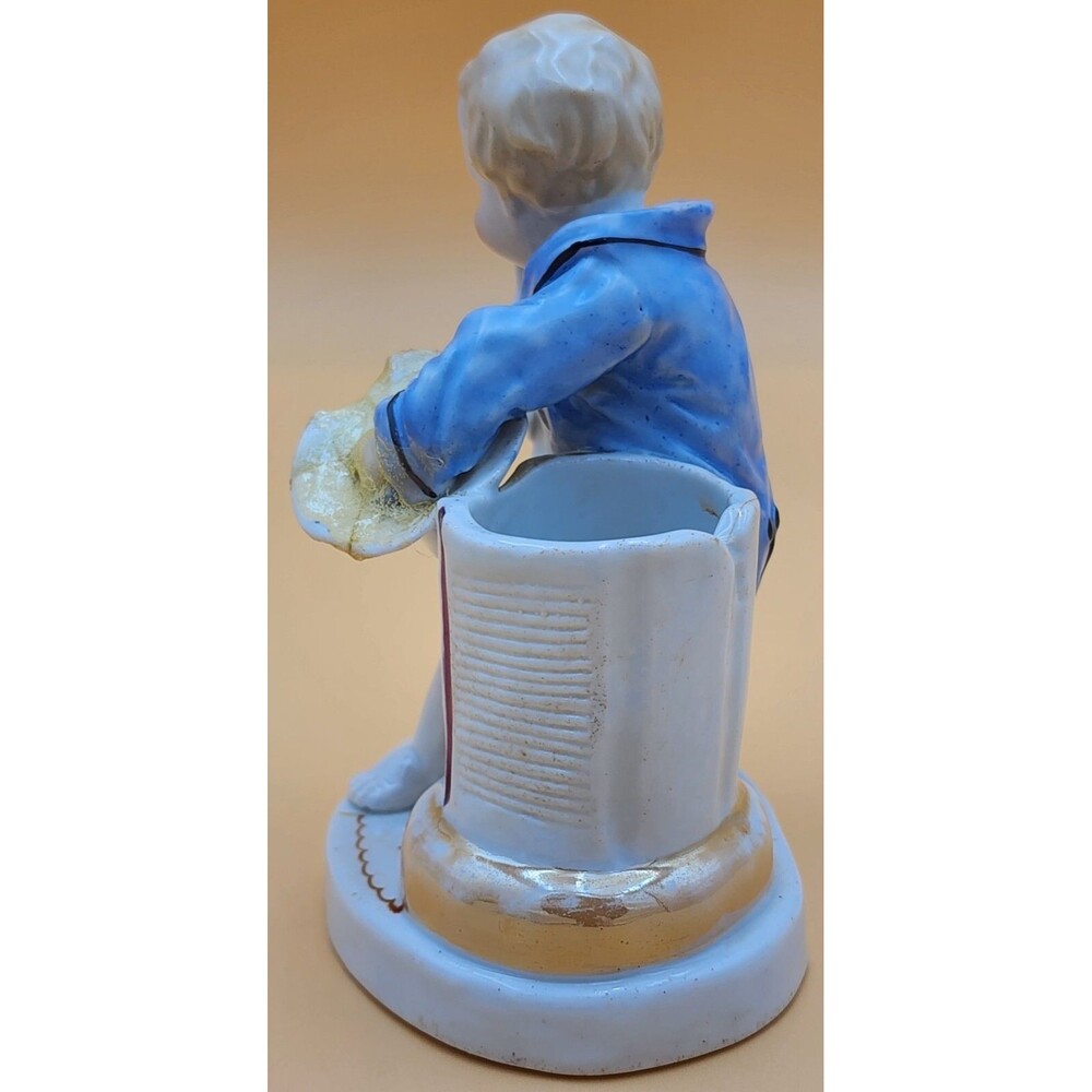 TWO Antique Porcelain Figurines ~ Wooden Match Holders ~ 1871 Written on bottom - Picture 9 of 16